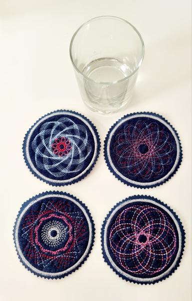 ITH Stickdatei Untersetzer und Glasabdeckung Spiro